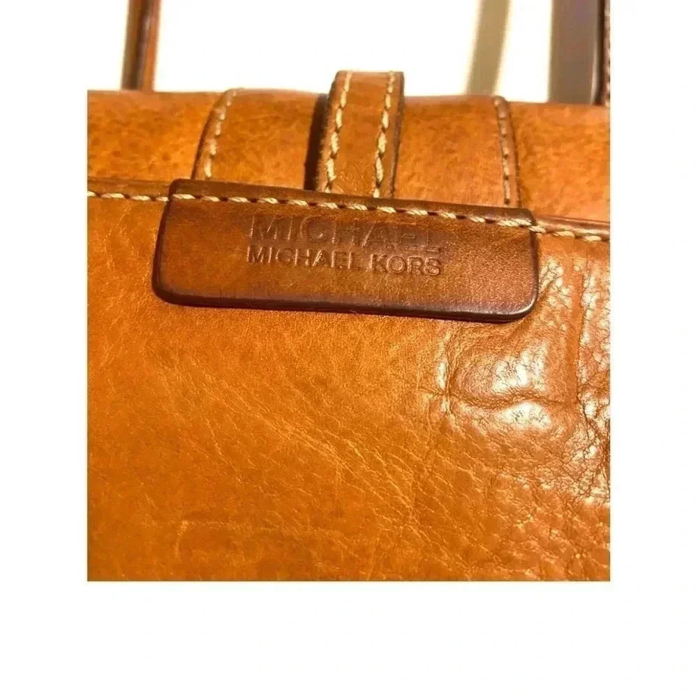Michael Kors brown distressed leather satchel handbag - Picture 6 of 11